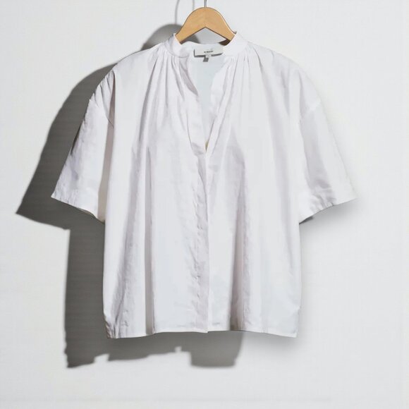 NWT Vince Women's S/S Band Collar Blouse White Large MSRP $300+ - Picture 3 of 3